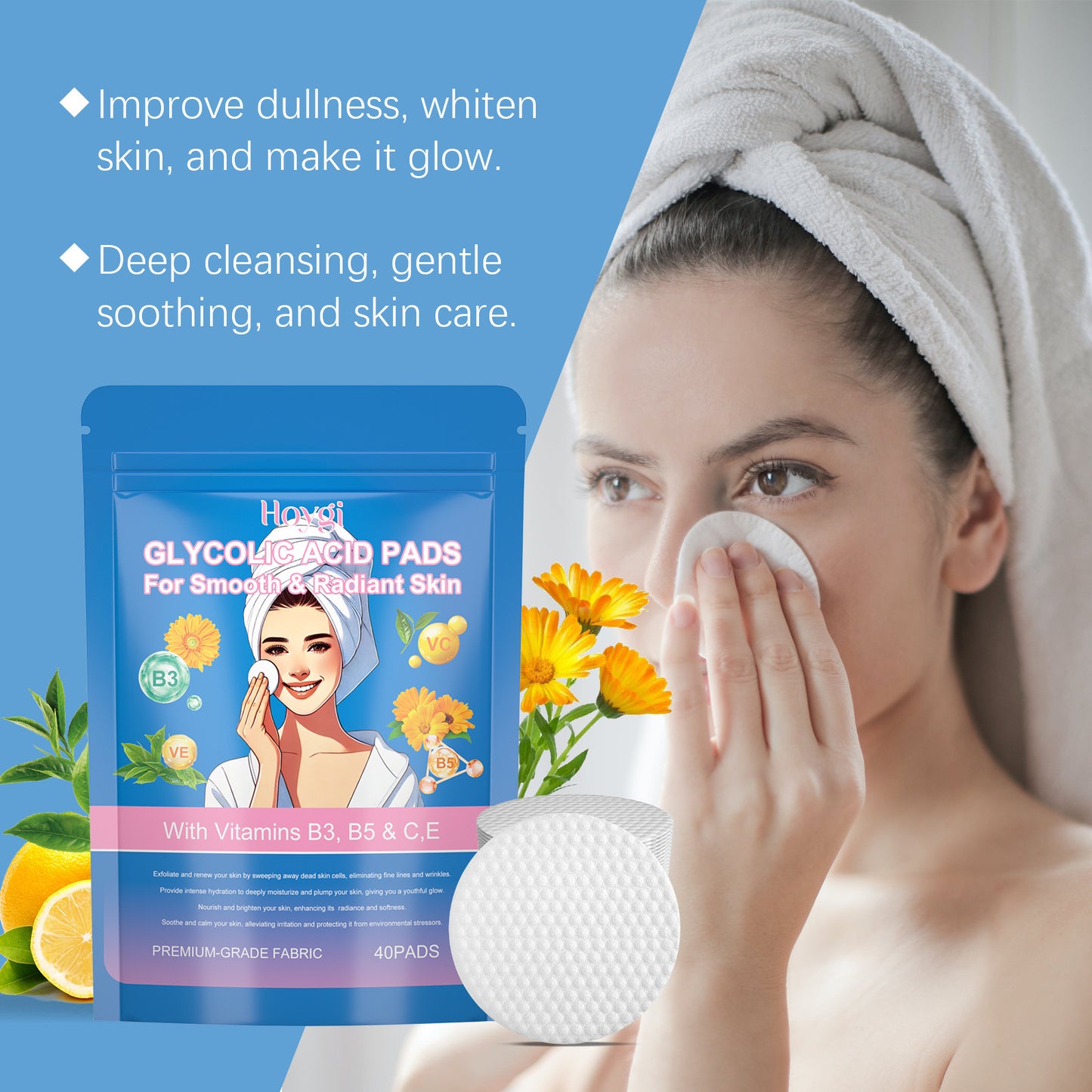 Glycolic Acid Skin Rejuvenation Cotton Cloth Deep Cleansing Of Facial Skin