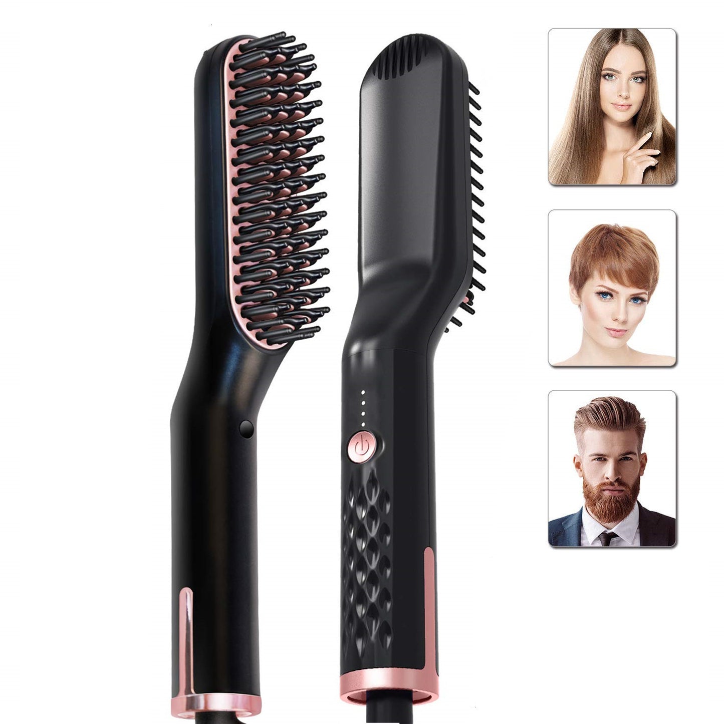 2-in-1 Hair Styling Comb – Tourmaline Ceramic Hair Straightener & Curler for Wet & Dry Hair