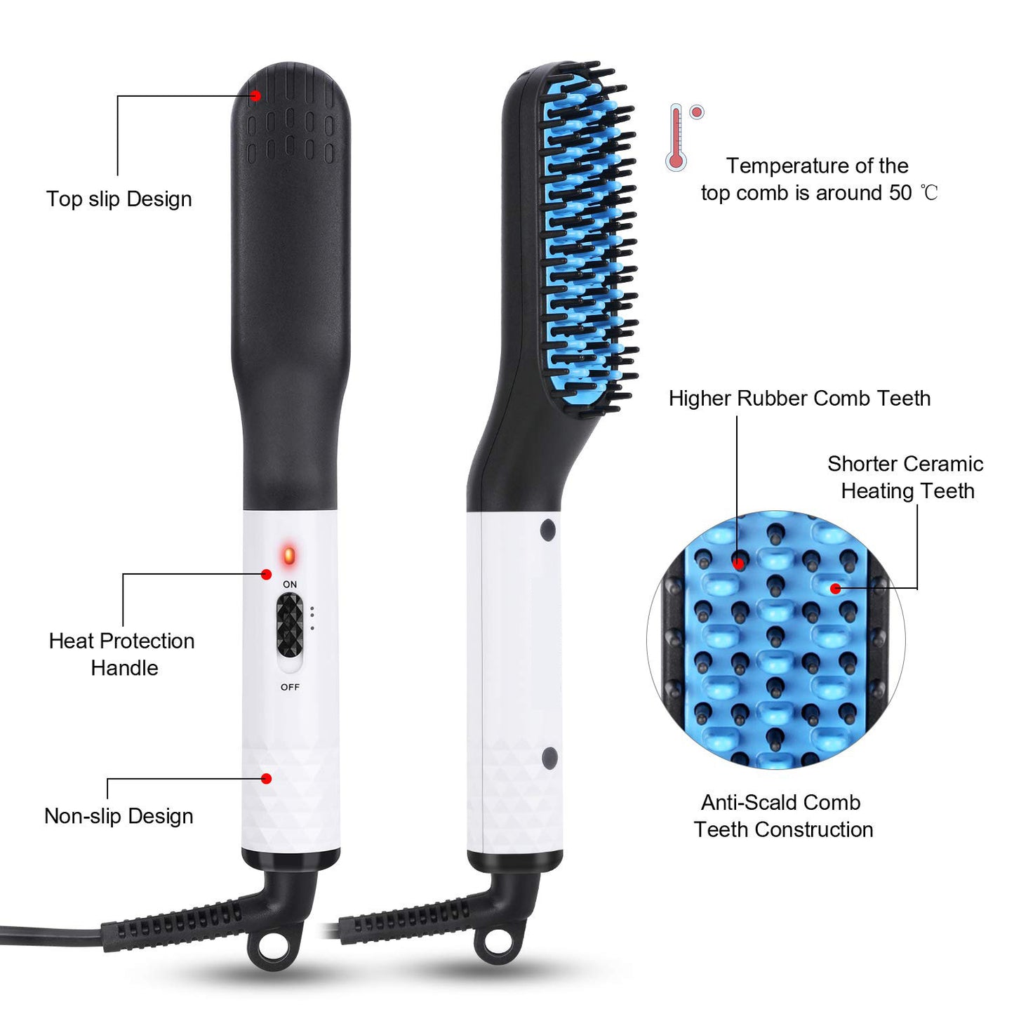 Multifunctional Hair Straightener Comb – Beard & Hair Styling Brush for Men