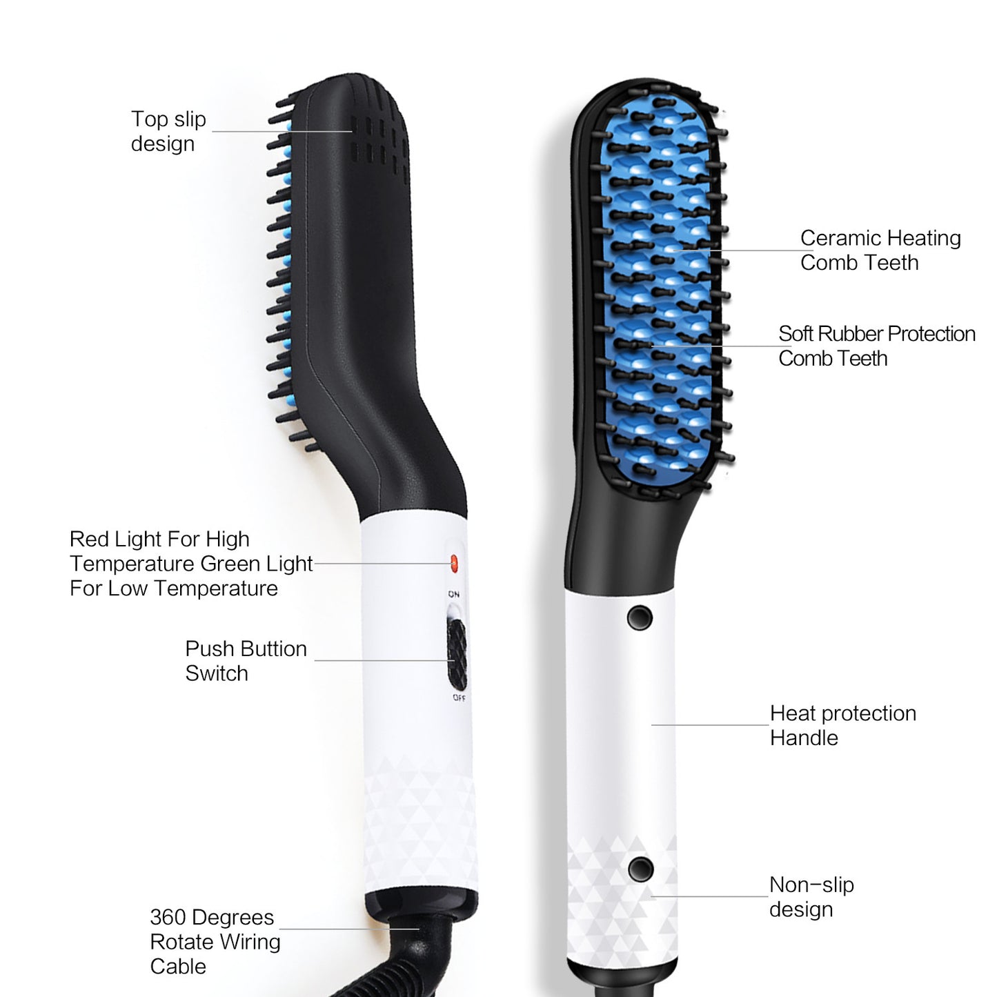 Multifunctional Hair Straightener Comb – Beard & Hair Styling Brush for Men