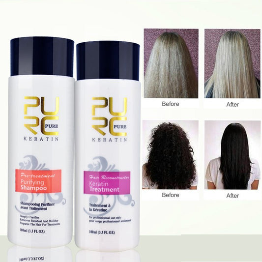 PURC Brazilian Keratin Hair Treatment – Straightening Kit with Shampoo