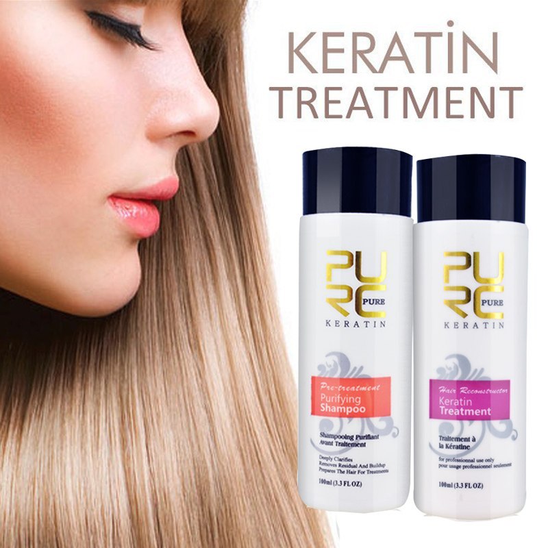 PURC Brazilian Keratin Hair Treatment – Straightening Kit with Shampoo