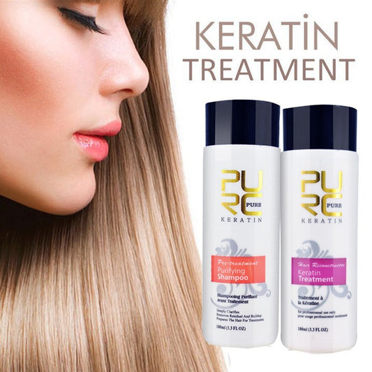 PURC Brazilian Keratin Hair Treatment – Straightening Kit with Shampoo