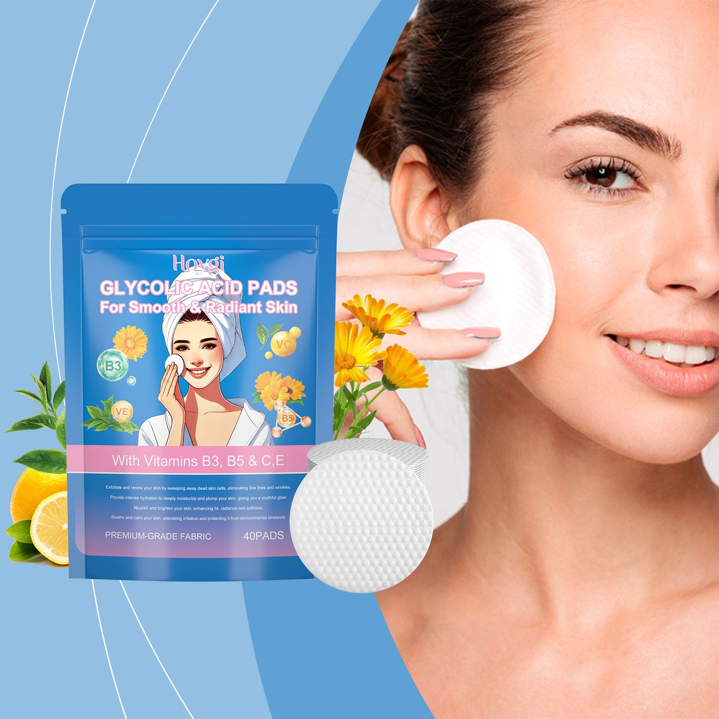 Glycolic Acid Skin Rejuvenation Cotton Cloth Deep Cleansing Of Facial Skin