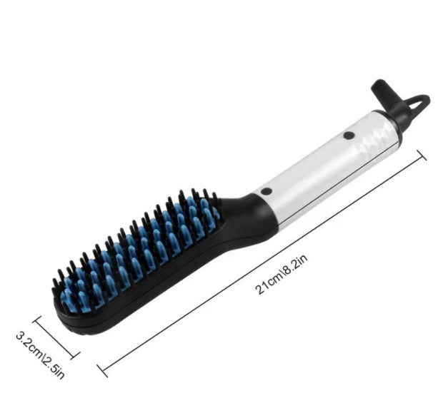 2-in-1 Hair Styling Comb – Tourmaline Ceramic Hair Straightener & Curler for Wet & Dry Hair