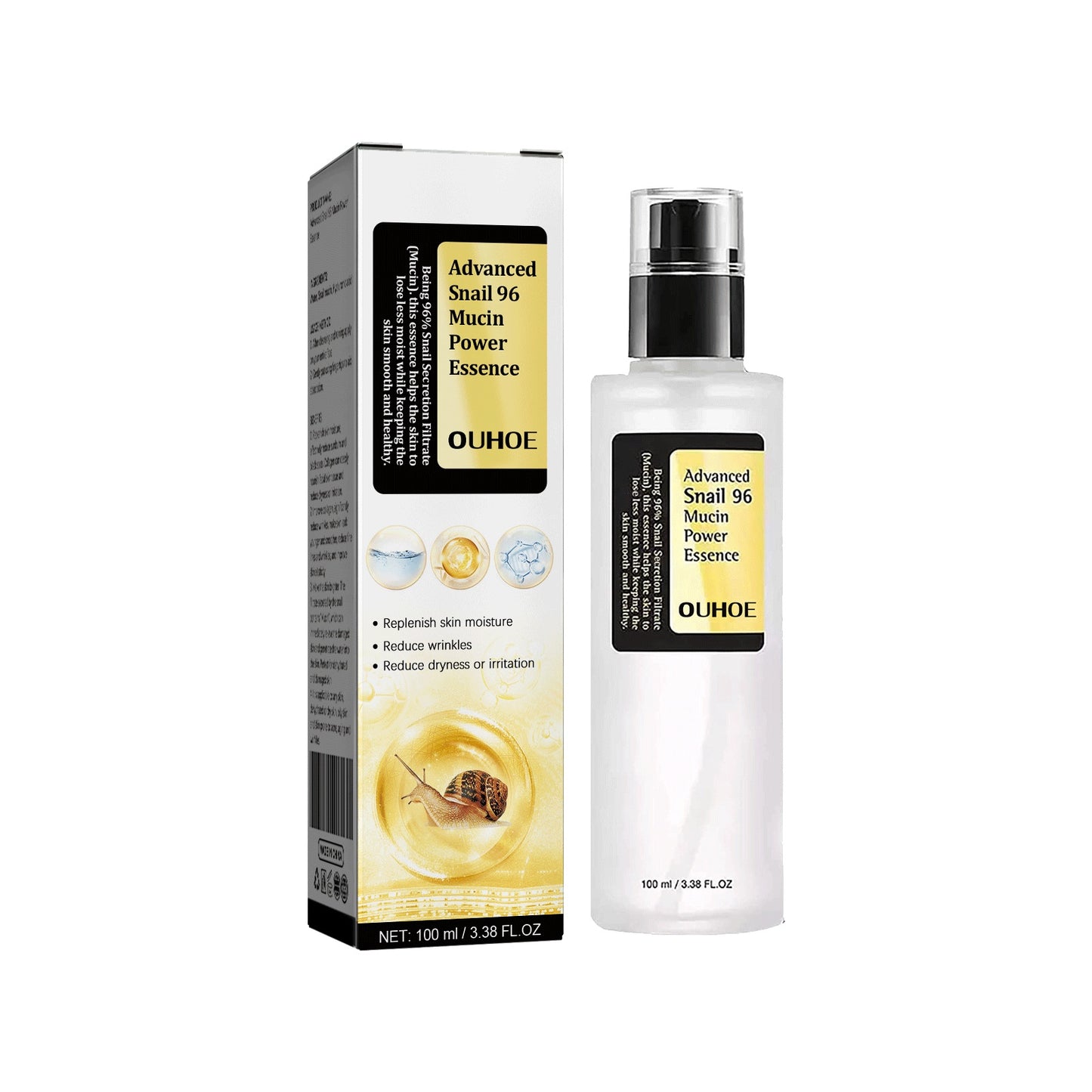 OUHOE Snail 96 Collagen Power Essence | Repairs Skin, Fades Dark Spots