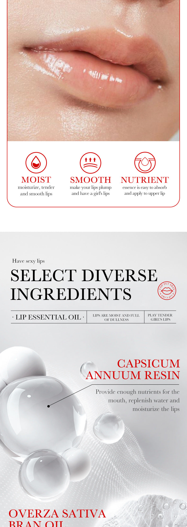 Lip Booster Plumping Serum Oil with Hyaluronic Acid – Moisturizing Oil