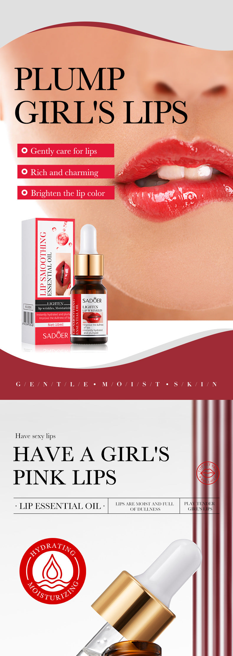 Lip Booster Plumping Serum Oil with Hyaluronic Acid – Moisturizing Oil