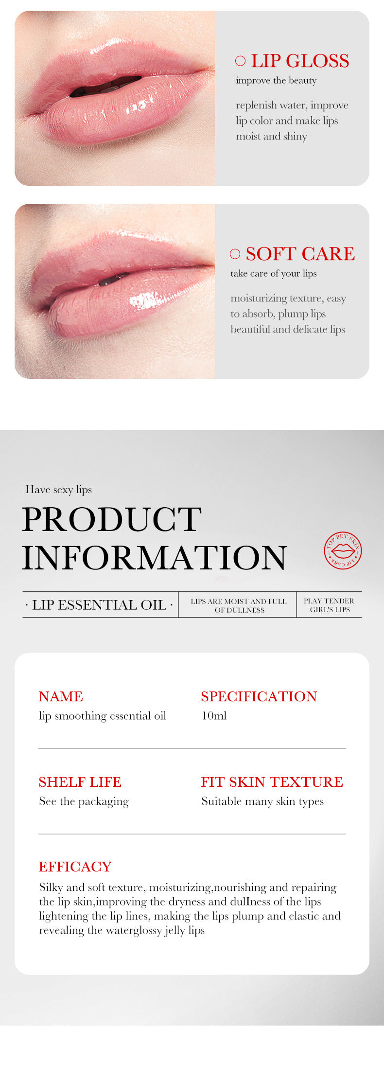 Lip Booster Plumping Serum Oil with Hyaluronic Acid – Moisturizing Oil