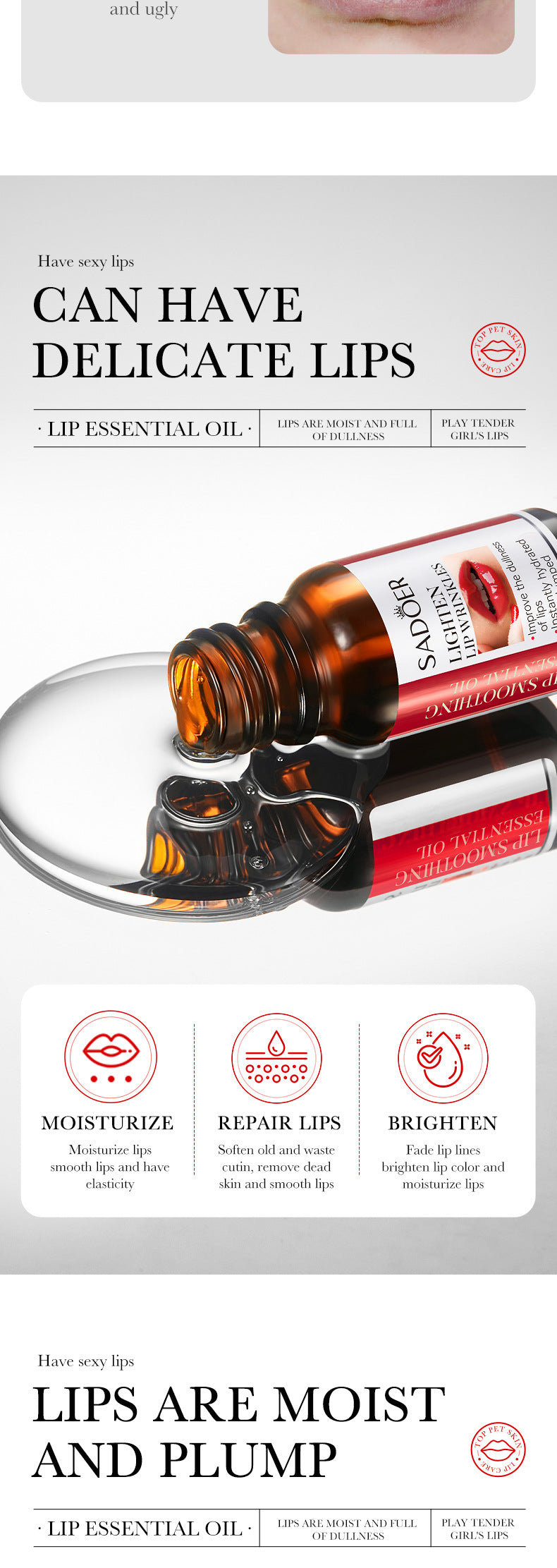 Lip Booster Plumping Serum Oil with Hyaluronic Acid – Moisturizing Oil